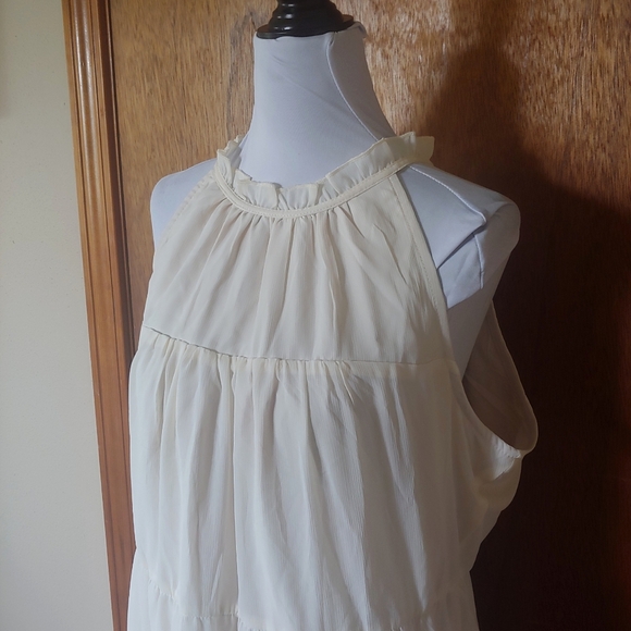 NWT Kirundo Yellow Halter Sleeveless Frilly Ruffle Tiered Mini Swing Dress M - Picture 4 of 12